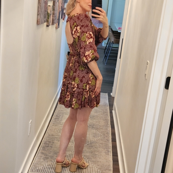 NWT Free People Floral Burgundy Dress - Size XS - Picture 4 of 16